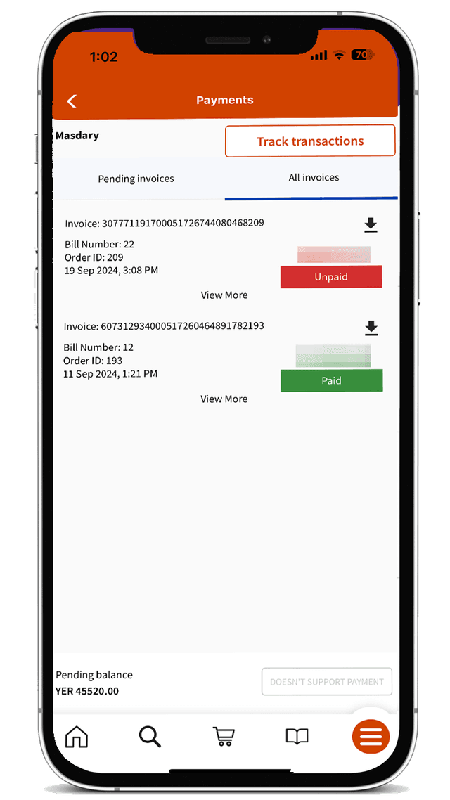 Order tracking dashboard